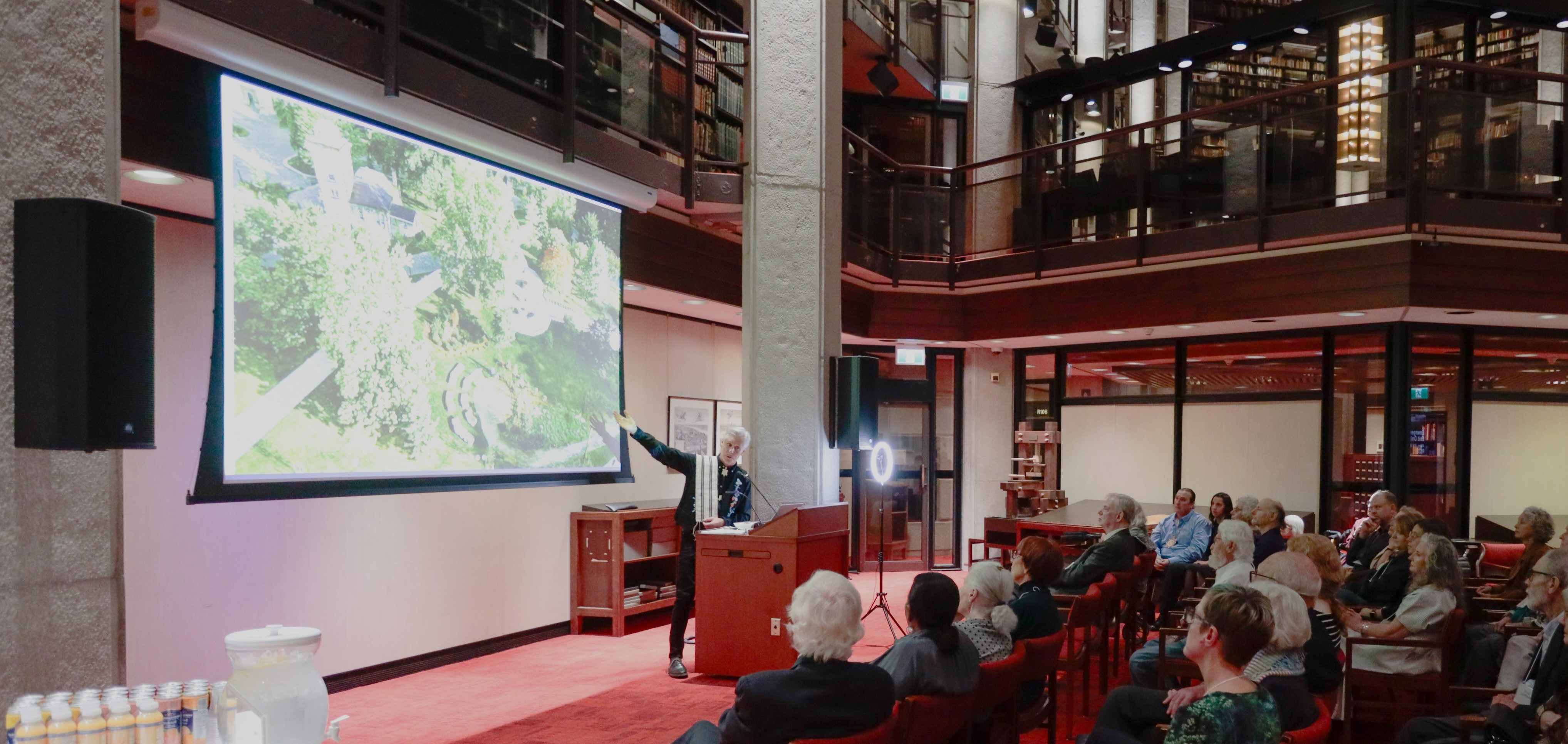 Professor John Borrows, an Indigenous man, addresses a crowd at the Thomas Fisher Rare Book Library during the inaugural J. Edward Chamberlin Lecture on October 22nd, 2024.